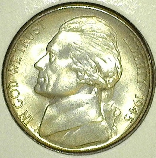 1945 S Gem BU Silver War Nickel.