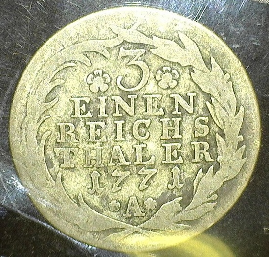 1771 A German States Prussia Silver 1/3 Thaler, KM# C#27a. .666 Fine Silver.