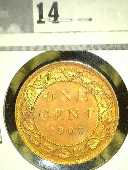 1907 Canada Large Cent CH BU 64 mostly Red.