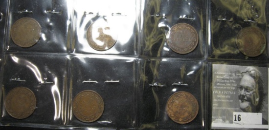 Lot of Canada George V Large Cents: 1911, (2) 1912, 1913, 1917, 1919, & 1920 grading VG-VF.