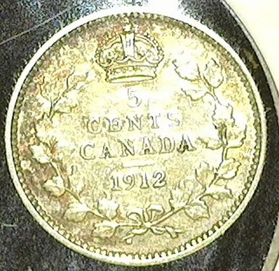 1912 Canada Five Cent Silver, VF.