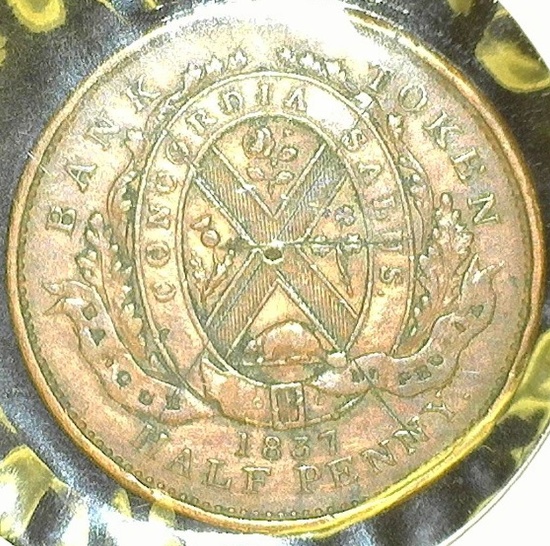 1837 Banque du Peuple Half Cent Token, VF scratch, Charlton LC 8C1.