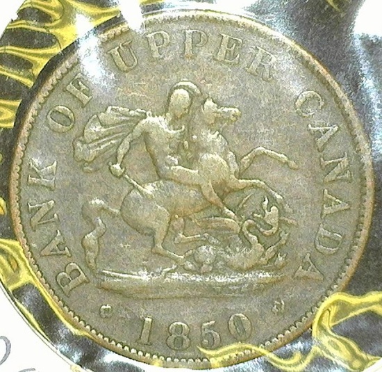 1850 Bank of Upper Canada Half Cent Token, Fine, Charlton PC 5A.