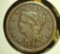 1845 U.S. Large Cent, with reverse profanity.