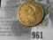 1880 P U.S. Five Dollar Gold Liberty Coin. .900 fine gold.