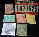 (5) 1942-46 Motor Vehicle Tax Stamps and 1943 State of Alabama Vehicle License Stamp.
