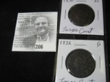 1830 & 1832 U.S. Large Cents. AG-G.