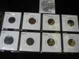 (7) Indian Head Cents dating 1881, 1900, 1902, 03, 05, 07, 08, & a 1935 S Lincoln Cent.