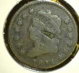 1814 U.S. Large Cent, possibly pie-shaped counterstamp.