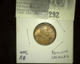 1927 P Lincoln Cent, Red Brown Unc with brown streaks