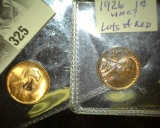 1924 P with Carbon toning spots & 1926 P Lincoln Cents, both Uncirculated.
