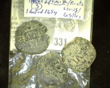 (3) 1654 era Spanish Pirate era Copper Coins with Lions & Castles design.