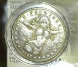 1885 CC Fantasy Morgan Dollar with Busty Lady in a Bikini on the obverse.