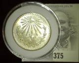 1944 Mexico .720 Fine Silver One Peso. BU. Encapsulated.