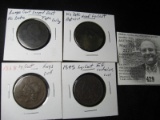 Damage Bust Large Cent (no date); Matron Head Large Cent (no date); 1838 Large Cent, cull; & 1845 La