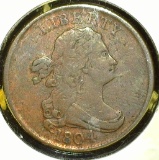 1804 U.S. Half Cent,Spike Chin, VF.