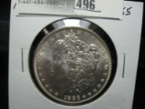 1886 P Morgan Silver Dollar, AU.
