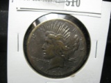 1921 P Peace Silver Dollar, Fine. Probably a contemporary counterfeit, sold for educational purposes