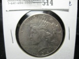 1934 S Peace Silver Dollar, Fine.