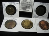 Five large Medal Lot: Perpetual Savings; Greenshore, Co.; U.S. Mint Philadelphia 8/14/69; LBJ & Trum