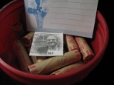 (40) Bank wrapped rolls of Brilliant Uncirculated 1993 D Lincoln Cents in a Coffee Tub.