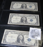 Series 1935 F, Series 1957 & 1957 A  U.S. One Dollar Silver Certificates.