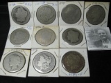 (10) Low Grade Morgan and Peace Silver Dollars. All sold for one money.