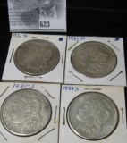 (2) 1921 D & (2) 1921 S Morgan Silver Dollars. All VF to EF.