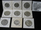 1957 P, 59 D, & 64 D Quarters all EF; 1938 P Walking Liberty Half Dollar, VG; 1954 P EF, 57 P EF, 58