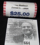 U.S. Mint Wrapped Roll of 25 Gem BU James Madison 