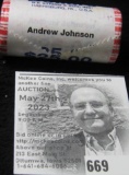 U.S. Mint Wrapped Roll of 25 Gem BU  Andrew Johnson  