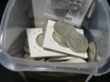 (27) Silver Franklin Half Dollars, Stored in a Potato Salad plastic tub.