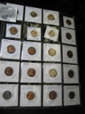 Plastic Page of twenty Lincoln Cents including BU specimens dating back to 1944.