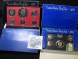 (2) 1971 S, 72 S, & 73 S U.S. Proof Sets, all with Dollar coins and original boxes of issue.
