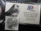 2005 S U.S. State Quarters Silver Proof Set. (5 pieces).