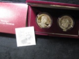 1998 S Two-piece Robert F. Kennedy Proof & BU Commemorative Silver Dollars in original box of issue.