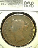 1845 East India Company Large Cent depicting Queen Victoria.