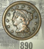 1849 U.S. Large Cent. Year of the Gold Rush.