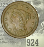 1854 U.S. Large Cent. EF.