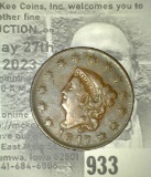 1817 U.S. Large Cent. Close Date, 13 Stars, EF.