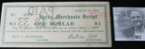 March 10, 1933 No. 3324 Burke Merchants Scripts One Dollar, Hole cancelled. Crisp Unc. With red Regi