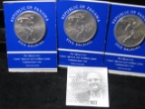 (3) 1970 Republic of Panama Sterling Silver Proof Five Balboas, The Official 1970 Central American a