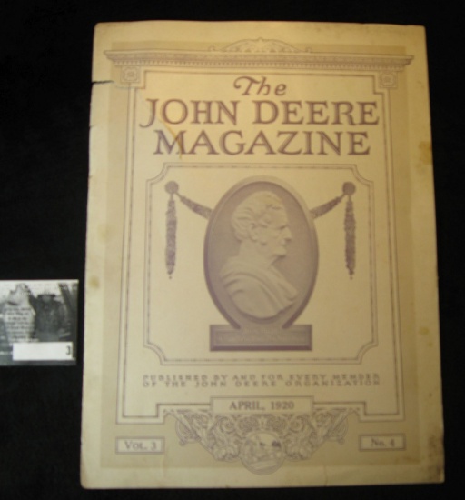 "The John Deere Magazine Cover Page Vol. 3 No. 4, April, 1920. some tears remain unrepaired. Great f