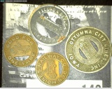 (4) Old Transportation Tokens, at least a couple are from Ottumwa.