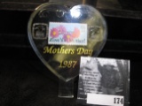 1987 Mother's Day .22c Stamp in Plastic Heart-shaped Holder.
