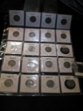 20-pocket plastic page containing Buffalo Nickels dating 1915-1925 S. All carded.