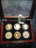 Reflections of Liberty Morgan Silver Dollar Set (6) Coins 1921 Colorized Background, 1921 Gold Backg