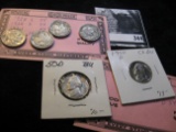 1928S F, 1929S EF, 1934 F, 1935S VF Buffalo Nickels and (2) 1950D BU Jefferson Nickels.
