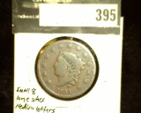 1834 US Large Cent. Small 8, Large Stars, Medium Letters. Fine.