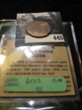 1808 dated Admiral Gardner 1809 Shipwreck Copper X Cash Coin, with literature.